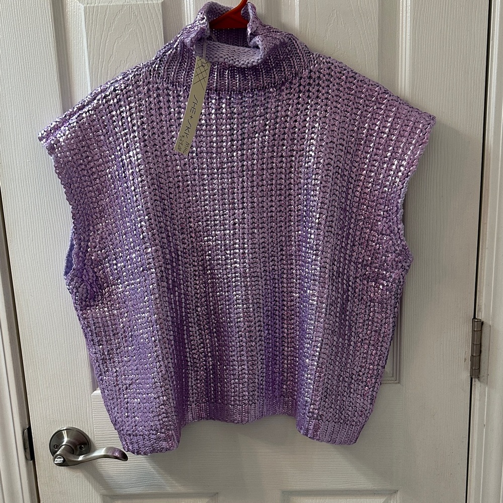She + Sky Purple Women's Metallic Sweater- new with tag